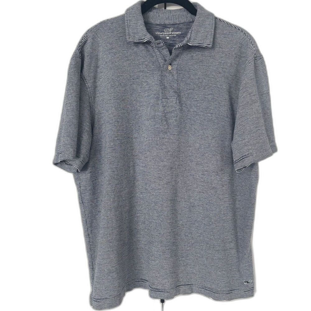 Vineyard Vines Men's Blue Micro Stripe Short Sleeve Polo Shirt Size Medium
